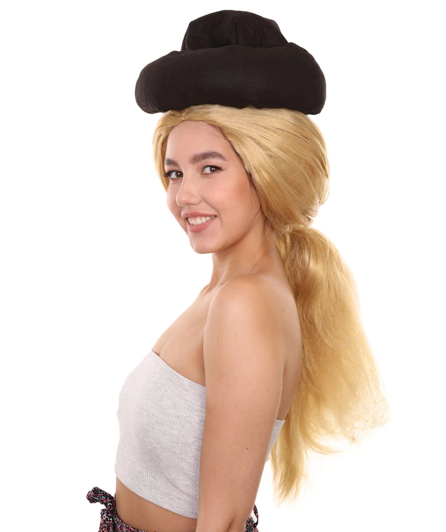 HPO Early Man Goona With Hat Wig | Blond TV/Movie Fancy Cosplay Halloween Wig | Premium Breathable Capless Cap Women's 3 HPO Early Man Goona With Hat Wig | Blond TV/Movie Fancy Cosplay Halloween Wig | Premium Breathable Capless Cap Women's