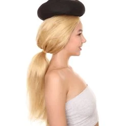 HPO Early Man Goona With Hat Wig | Blond TV/Movie Fancy Cosplay Halloween Wig | Premium Breathable Capless Cap Women's 15 HPO Early Man Goona With Hat Wig | Blond TV/Movie Fancy Cosplay Halloween Wig | Premium Breathable Capless Cap Women's