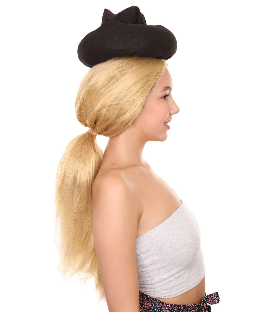 HPO Early Man Goona With Hat Wig | Blond TV/Movie Fancy Cosplay Halloween Wig | Premium Breathable Capless Cap Women's 6 HPO Early Man Goona With Hat Wig | Blond TV/Movie Fancy Cosplay Halloween Wig | Premium Breathable Capless Cap Women's