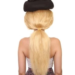 HPO Early Man Goona With Hat Wig | Blond TV/Movie Fancy Cosplay Halloween Wig | Premium Breathable Capless Cap Women's 14 HPO Early Man Goona With Hat Wig | Blond TV/Movie Fancy Cosplay Halloween Wig | Premium Breathable Capless Cap Women's