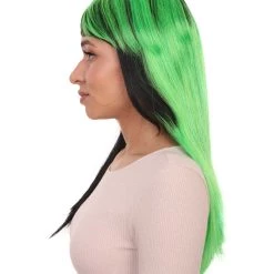 HPO Hard Rockin Witch Black Green Womens Wig | Gothic Fancy Halloween Wig | Premium Breathable Capless Cap Women's 11 HPO Hard Rockin Witch Black Green Womens Wig | Gothic Fancy Halloween Wig | Premium Breathable Capless Cap Women's