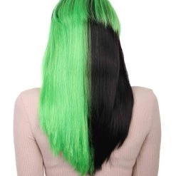 HPO Hard Rockin Witch Black Green Womens Wig | Gothic Fancy Halloween Wig | Premium Breathable Capless Cap Women's 12 HPO Hard Rockin Witch Black Green Womens Wig | Gothic Fancy Halloween Wig | Premium Breathable Capless Cap Women's