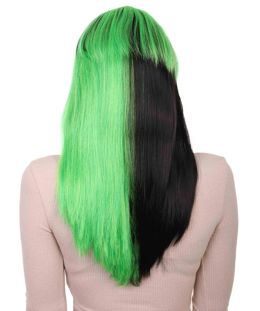 HPO Hard Rockin Witch Black Green Womens Wig | Gothic Fancy Halloween Wig | Premium Breathable Capless Cap Women's 4 HPO Hard Rockin Witch Black Green Womens Wig | Gothic Fancy Halloween Wig | Premium Breathable Capless Cap Women's