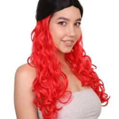 HPO Black And Red Long Wavy Womens Wig | Cosplay Halloween Wig | Premium Breathable Capless Cap 14 HPO Black And Red Long Wavy Womens Wig | Cosplay Halloween Wig | Premium Breathable Capless Cap