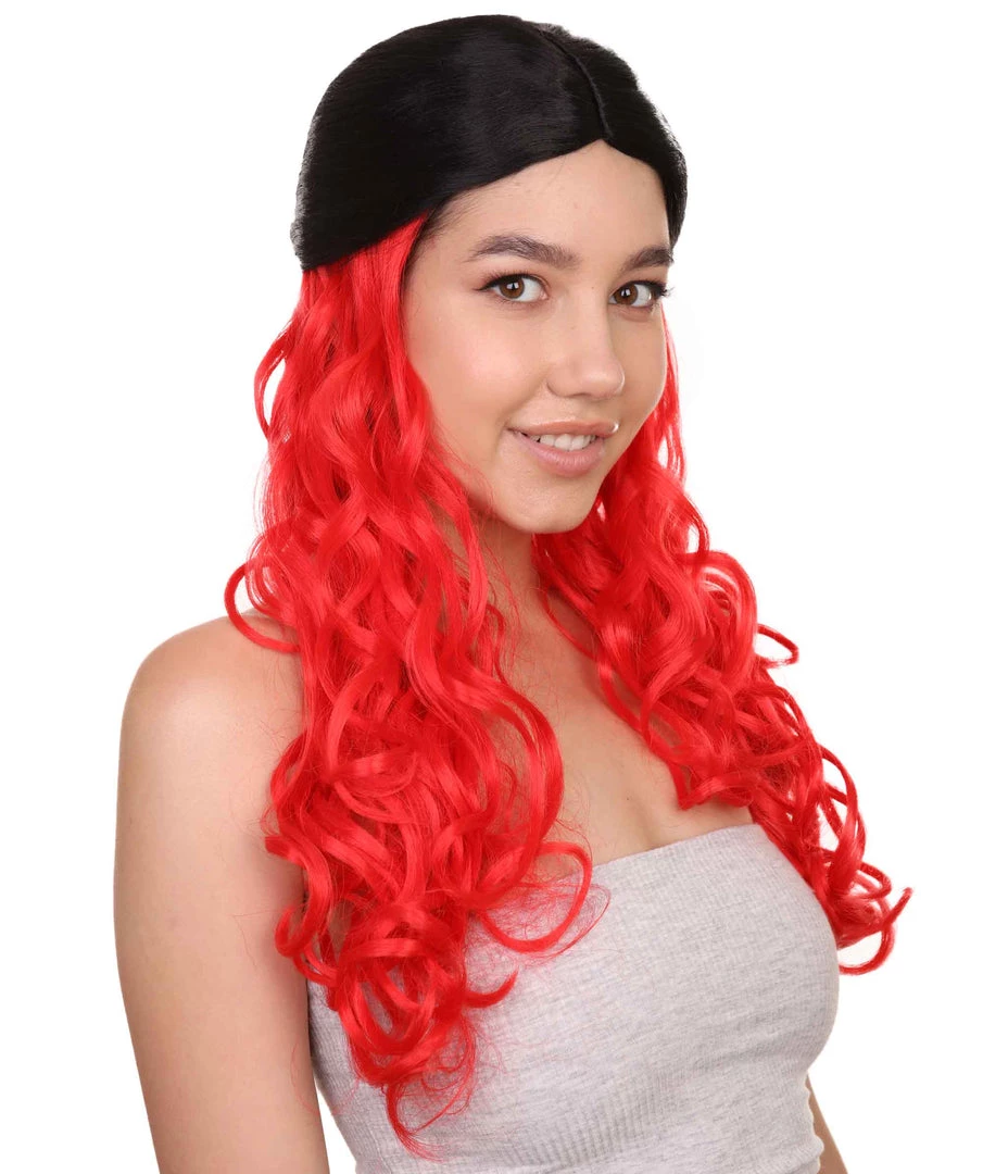 HPO Black And Red Long Wavy Womens Wig | Cosplay Halloween Wig | Premium Breathable Capless Cap 6 HPO Black And Red Long Wavy Womens Wig | Cosplay Halloween Wig | Premium Breathable Capless Cap
