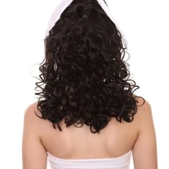 HPO 60's Homemaker Womens Wig With Headband | Black Vintage Wig | Premium Breathable Capless Cap