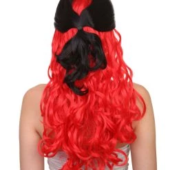 HPO Black And Red Long Wavy Womens Wig | Cosplay Halloween Wig | Premium Breathable Capless Cap 12 HPO Black And Red Long Wavy Womens Wig | Cosplay Halloween Wig | Premium Breathable Capless Cap