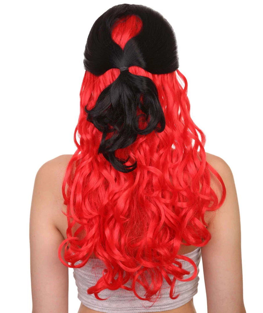 HPO Black And Red Long Wavy Womens Wig | Cosplay Halloween Wig | Premium Breathable Capless Cap 4 HPO Black And Red Long Wavy Womens Wig | Cosplay Halloween Wig | Premium Breathable Capless Cap