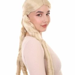 HPO Womens 18th Century Colonial Lady Long Blonde Historical Wig | Premium Breathable Capless Cap Women's