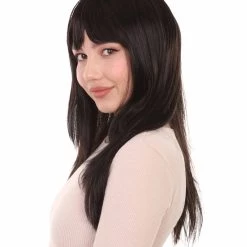 HPO Long Wavy Black Womens Wig | Natural Looking Wig | Premium Breathable Capless Cap