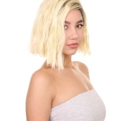 Adult Women's 10" Inch Short Length Halloween Cosplay Ombre Pop Star Fireworks Costume Wig, Synthetic Soft Fiber Hair | HPO 14 Adult Women's 10