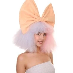 Adult Women's 14" Inch Medium Length Halloween Cosplay Two Tone Super Group Wig With Bow, Synthetic Soft Fiber Hair, Perfect For Your Next Festival Or Party! | HPO 13 Adult Women's 14
