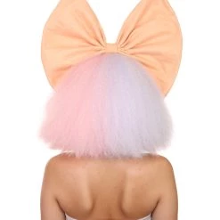 Adult Women's 14" Inch Medium Length Halloween Cosplay Two Tone Super Group Wig With Bow, Synthetic Soft Fiber Hair, Perfect For Your Next Festival Or Party! | HPO 11 Adult Women's 14