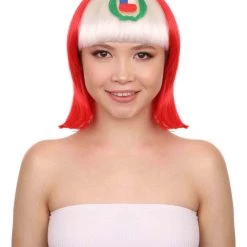 FLAGWIGS Peru Flag Sport Party Bob Wig | National Pride White Red Wig | Premium Breathable Capless Cap
