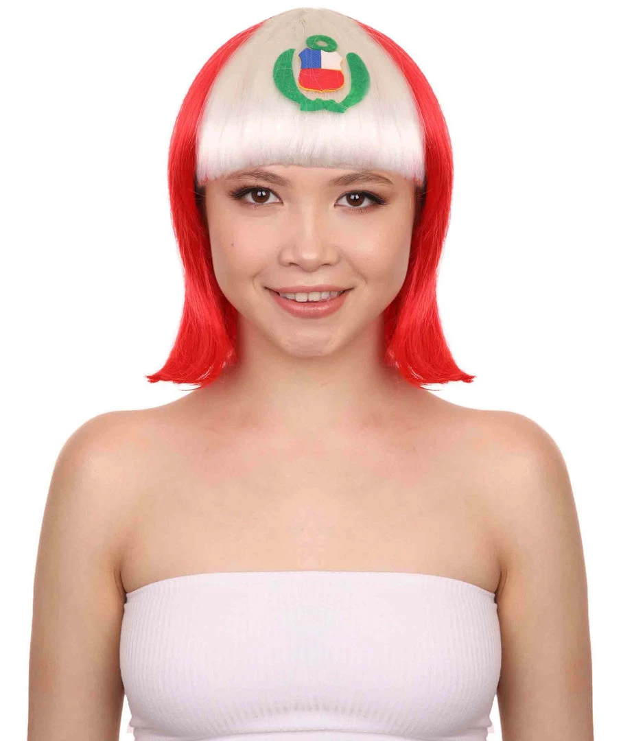 FLAGWIGS Peru Flag Sport Party Bob Wig | National Pride White Red Wig | Premium Breathable Capless Cap 1 FLAGWIGS Peru Flag Sport Party Bob Wig | National Pride White Red Wig | Premium Breathable Capless Cap
