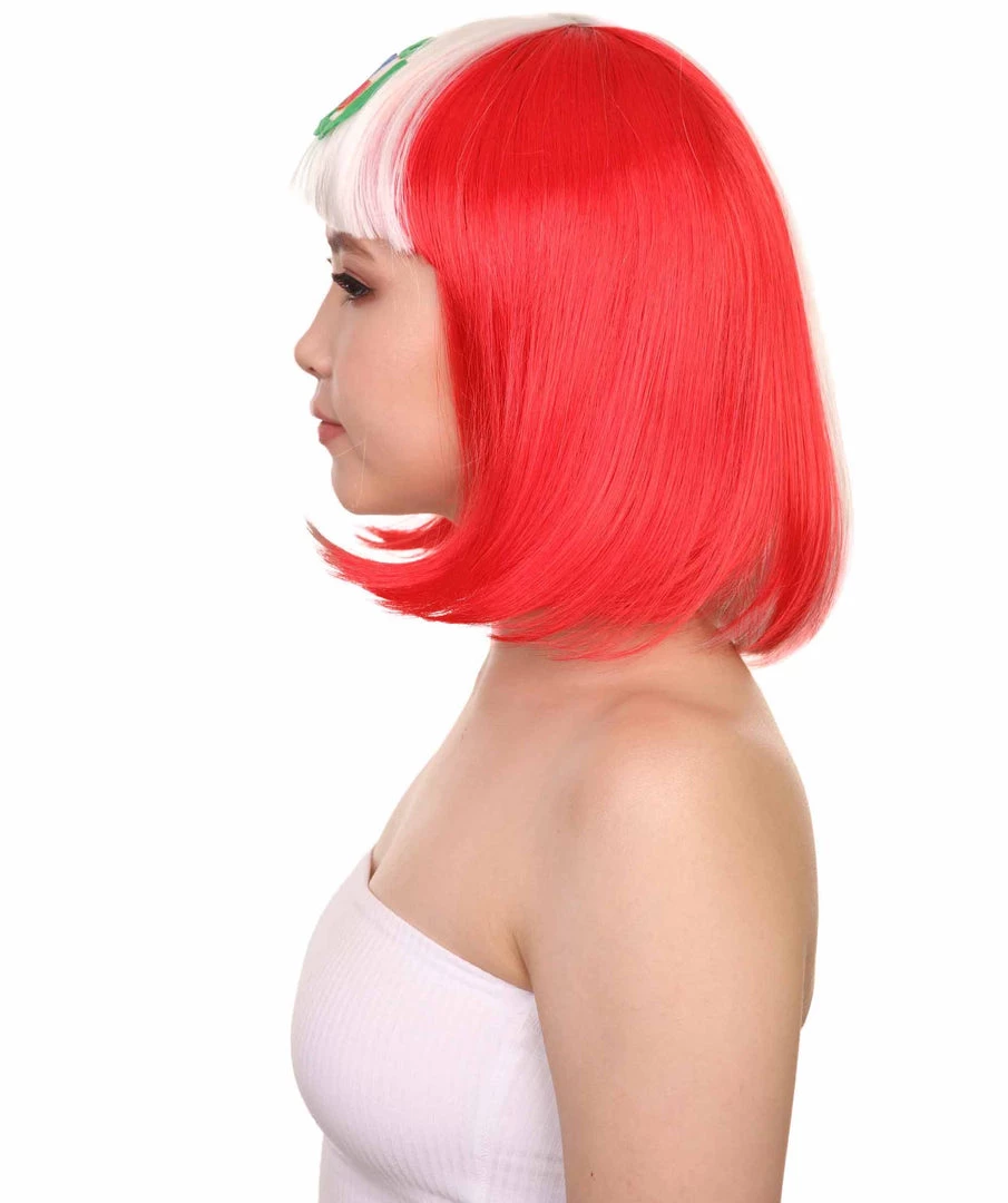 FLAGWIGS Peru Flag Sport Party Bob Wig | National Pride White Red Wig | Premium Breathable Capless Cap 3 FLAGWIGS Peru Flag Sport Party Bob Wig | National Pride White Red Wig | Premium Breathable Capless Cap