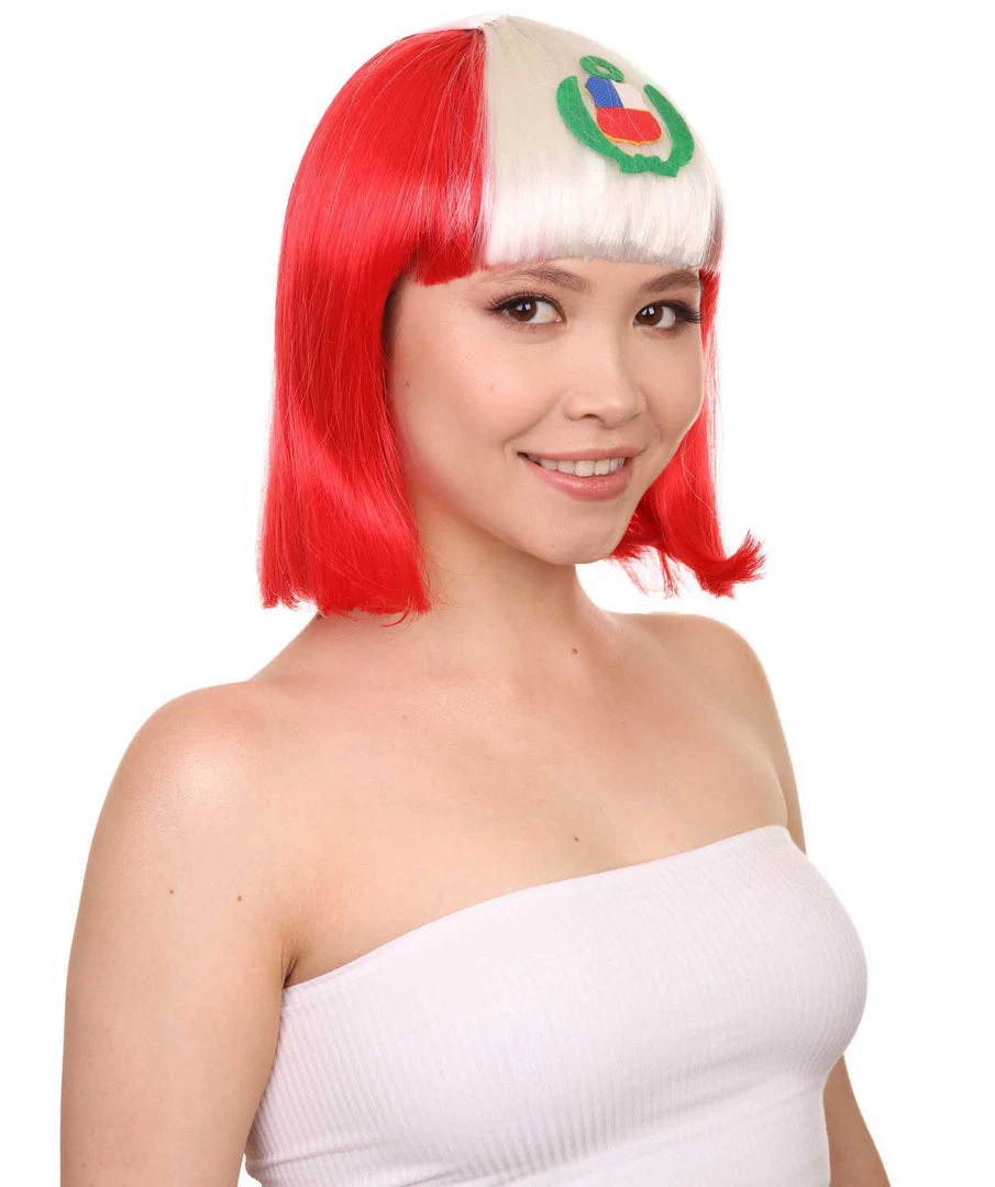 FLAGWIGS Peru Flag Sport Party Bob Wig | National Pride White Red Wig | Premium Breathable Capless Cap 6 FLAGWIGS Peru Flag Sport Party Bob Wig | National Pride White Red Wig | Premium Breathable Capless Cap