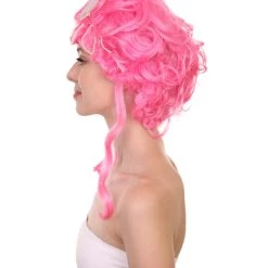Adult Women's 21" Inch Long Length Wavy Halloween Pink Buffant Drag Queen Wig, Synthetic Soft Fiber Hair, Perfect For Your Next Convention And Group Anime Party! | HPO 11 Adult Women's 21