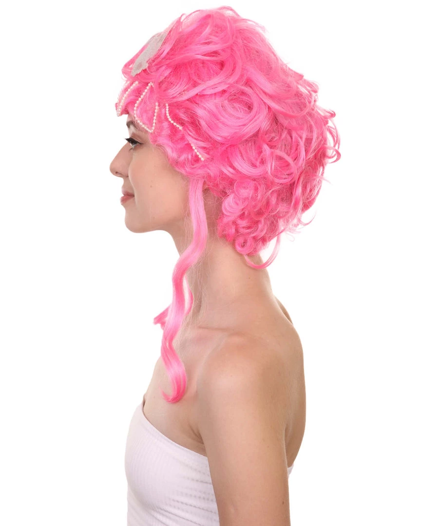 Adult Women's 21" Inch Long Length Wavy Halloween Pink Buffant Drag Queen Wig, Synthetic Soft Fiber Hair, Perfect For Your Next Convention And Group Anime Party! | HPO 3 Adult Women's 21" Inch Long Length Wavy Halloween Pink Buffant Drag Queen Wig, Synthetic Soft Fiber Hair, Perfect For Your Next Convention And Group Anime Party! | HPO
