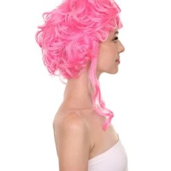 Adult Women's 21" Inch Long Length Wavy Halloween Pink Buffant Drag Queen Wig, Synthetic Soft Fiber Hair, Perfect For Your Next Convention And Group Anime Party! | HPO 13 Adult Women's 21