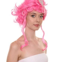 Adult Women's 21" Inch Long Length Wavy Halloween Pink Buffant Drag Queen Wig, Synthetic Soft Fiber Hair, Perfect For Your Next Convention And Group Anime Party! | HPO 14 Adult Women's 21