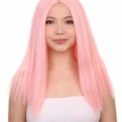 HPO Glamorous Pink Womens Wig | Stright Medium Fancy Cosplay Halloween Wig | Premium Breathable Capless Cap