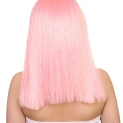 HPO Glamorous Pink Womens Wig | Stright Medium Fancy Cosplay Halloween Wig | Premium Breathable Capless Cap