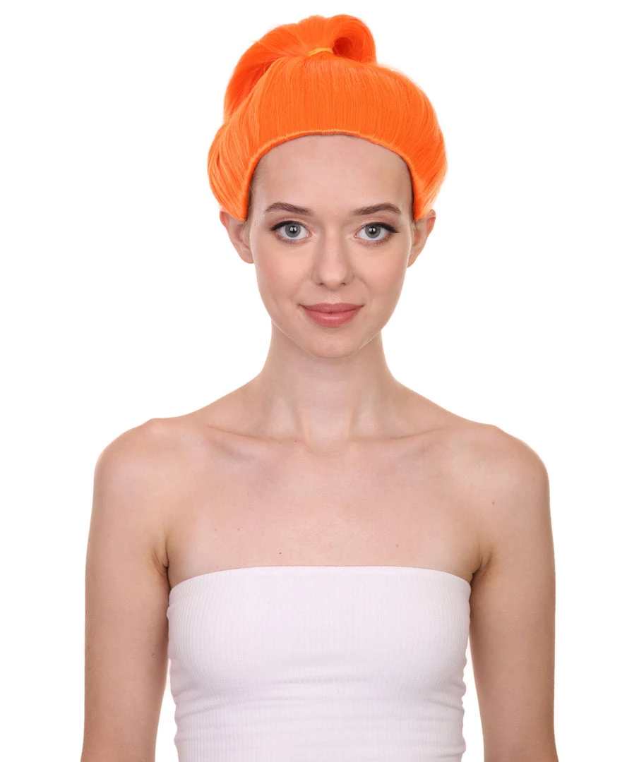 HPO Womens Orange Ponytail Wig | TV/Movie Wigs | Premium Breathable Capless Cap 1 HPO Womens Orange Ponytail Wig | TV/Movie Wigs | Premium Breathable Capless Cap
