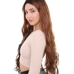 HPO Native American Bride Womens Wig | Long Brown Blonde Fancy Cosplay Halloween Wig | Premium Breathable Capless Cap