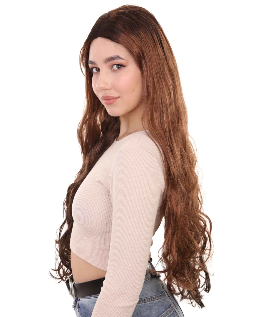 HPO Native American Bride Womens Wig | Long Brown Blonde Fancy Cosplay Halloween Wig | Premium Breathable Capless Cap 2 HPO Native American Bride Womens Wig | Long Brown Blonde Fancy Cosplay Halloween Wig | Premium Breathable Capless Cap