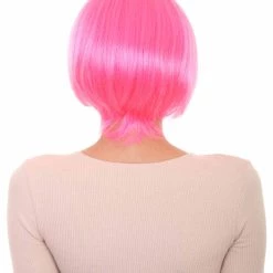 HPO Neon Pink Bob Womens Wig | Party Ready Fancy Cosplay Halloween Wig | Premium Breathable Capless Cap