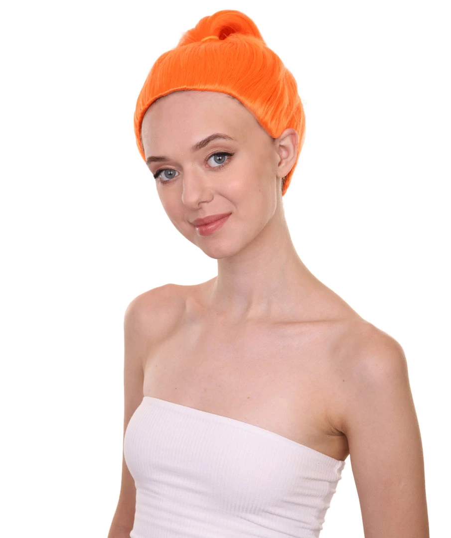 HPO Womens Orange Ponytail Wig | TV/Movie Wigs | Premium Breathable Capless Cap 2 HPO Womens Orange Ponytail Wig | TV/Movie Wigs | Premium Breathable Capless Cap