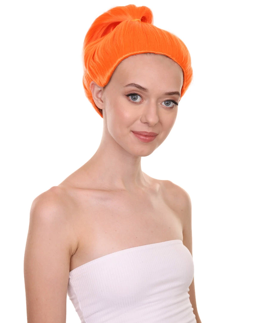 HPO Womens Orange Ponytail Wig | TV/Movie Wigs | Premium Breathable Capless Cap 6 HPO Womens Orange Ponytail Wig | TV/Movie Wigs | Premium Breathable Capless Cap