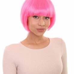 HPO Neon Pink Bob Womens Wig | Party Ready Fancy Cosplay Halloween Wig | Premium Breathable Capless Cap