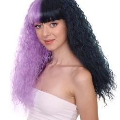 HPO Men's Adult Womens Long Wig | Wavy Purple & Black Wig | Premium Breathable Capless Cap 12 HPO Men's Adult Womens Long Wig | Wavy Purple & Black Wig | Premium Breathable Capless Cap