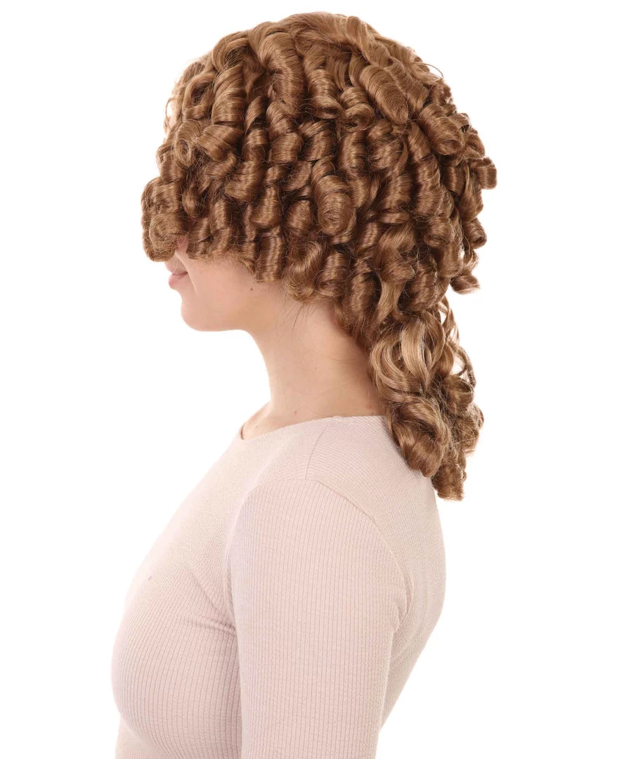 HPO Womens Colonial Ladies 18th Century Wig | Golden Brown Historical Wigs | Premium Breathable Capless Cap Women's 3 HPO Womens Colonial Ladies 18th Century Wig | Golden Brown Historical Wigs | Premium Breathable Capless Cap Women's