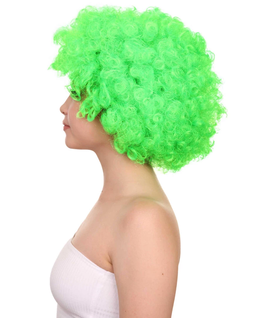 HPO Lime Afro Unisex Wig | Super Size Jumbo Fancy Party Event Ready Halloween Wig Women's 3 HPO Lime Afro Unisex Wig | Super Size Jumbo Fancy Party Event Ready Halloween Wig Women's