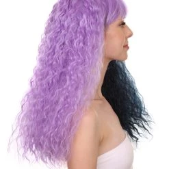 HPO Men's Adult Womens Long Wig | Wavy Purple & Black Wig | Premium Breathable Capless Cap 15 HPO Men's Adult Womens Long Wig | Wavy Purple & Black Wig | Premium Breathable Capless Cap