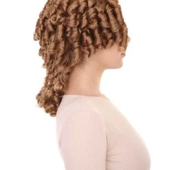 HPO Womens Colonial Ladies 18th Century Wig | Golden Brown Historical Wigs | Premium Breathable Capless Cap Women's 13 HPO Womens Colonial Ladies 18th Century Wig | Golden Brown Historical Wigs | Premium Breathable Capless Cap Women's