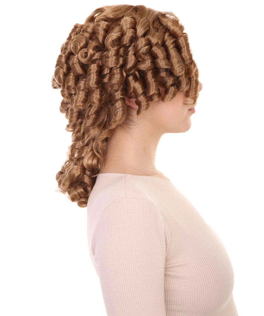 HPO Womens Colonial Ladies 18th Century Wig | Golden Brown Historical Wigs | Premium Breathable Capless Cap Women's 5 HPO Womens Colonial Ladies 18th Century Wig | Golden Brown Historical Wigs | Premium Breathable Capless Cap Women's