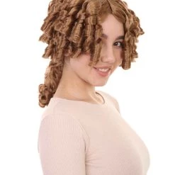 HPO Womens Colonial Ladies 18th Century Wig | Golden Brown Historical Wigs | Premium Breathable Capless Cap Women's 14 HPO Womens Colonial Ladies 18th Century Wig | Golden Brown Historical Wigs | Premium Breathable Capless Cap Women's