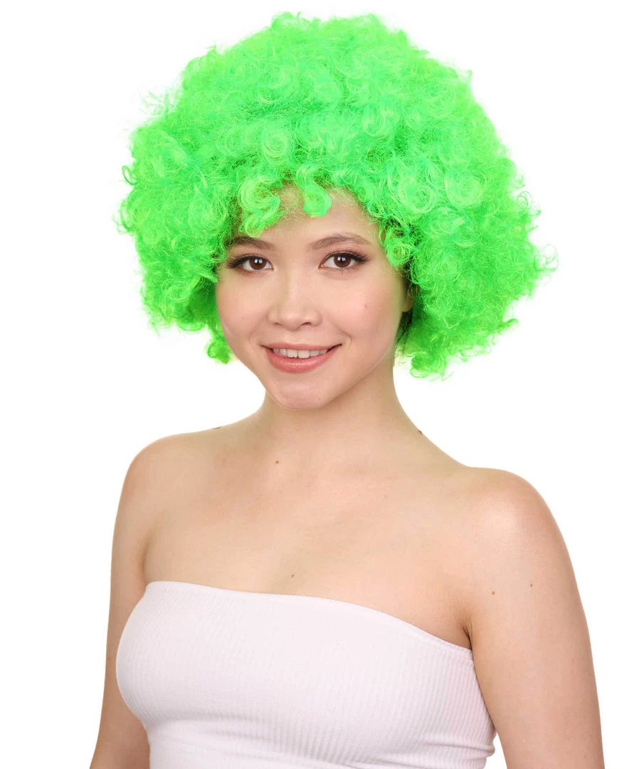 HPO Lime Afro Unisex Wig | Super Size Jumbo Fancy Party Event Ready Halloween Wig Women's 2 HPO Lime Afro Unisex Wig | Super Size Jumbo Fancy Party Event Ready Halloween Wig Women's