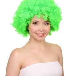 HPO Lime Afro Unisex Wig | Super Size Jumbo Fancy Party Event Ready Halloween Wig Women's 14 HPO Lime Afro Unisex Wig | Super Size Jumbo Fancy Party Event Ready Halloween Wig Women's