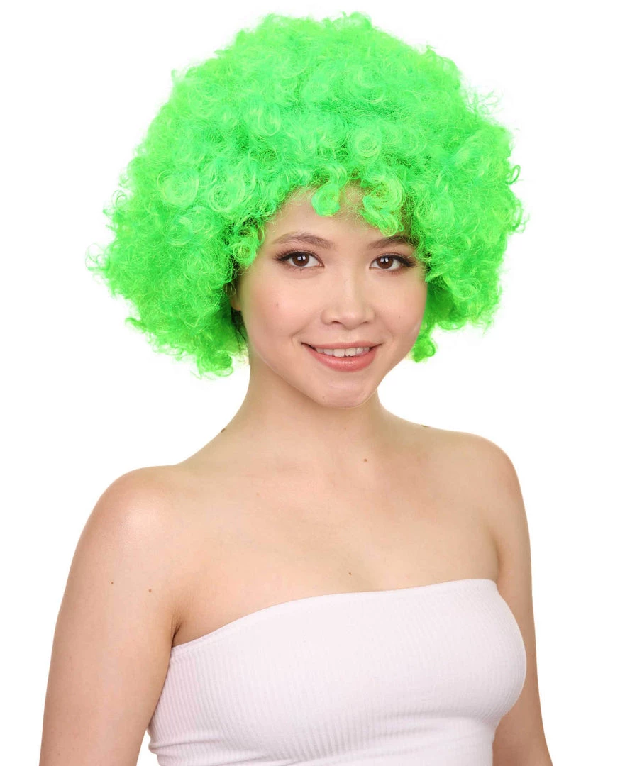 HPO Lime Afro Unisex Wig | Super Size Jumbo Fancy Party Event Ready Halloween Wig Women's 6 HPO Lime Afro Unisex Wig | Super Size Jumbo Fancy Party Event Ready Halloween Wig Women's