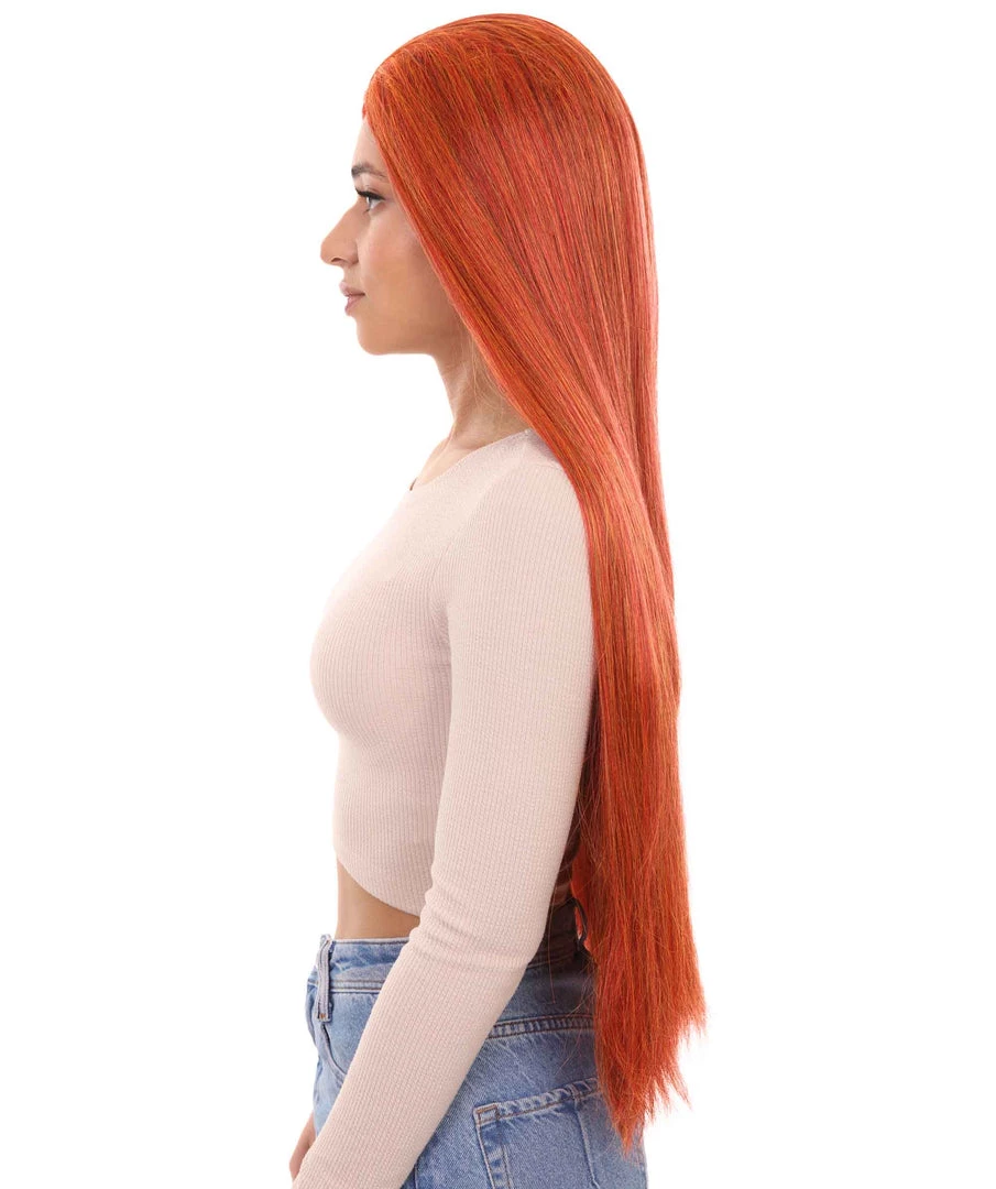 HPO Women's Inhumans Medusa Wig | Coral Orange Pumpkin Long Straight Wig | Premium Breathable Capless Cap 3 HPO Women's Inhumans Medusa Wig | Coral Orange Pumpkin Long Straight Wig | Premium Breathable Capless Cap