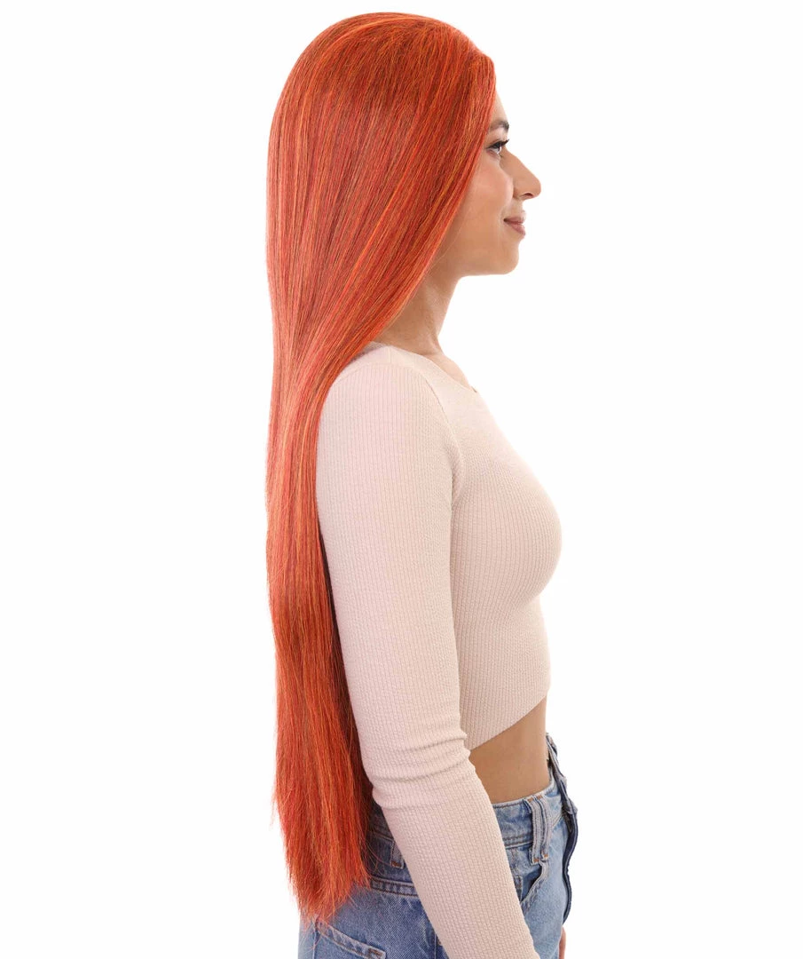 HPO Women's Inhumans Medusa Wig | Coral Orange Pumpkin Long Straight Wig | Premium Breathable Capless Cap 5 HPO Women's Inhumans Medusa Wig | Coral Orange Pumpkin Long Straight Wig | Premium Breathable Capless Cap