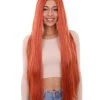 HPO Women's Inhumans Medusa Wig | Coral Orange Pumpkin Long Straight Wig | Premium Breathable Capless Cap
