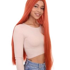 HPO Women's Inhumans Medusa Wig | Coral Orange Pumpkin Long Straight Wig | Premium Breathable Capless Cap 14 HPO Women's Inhumans Medusa Wig | Coral Orange Pumpkin Long Straight Wig | Premium Breathable Capless Cap