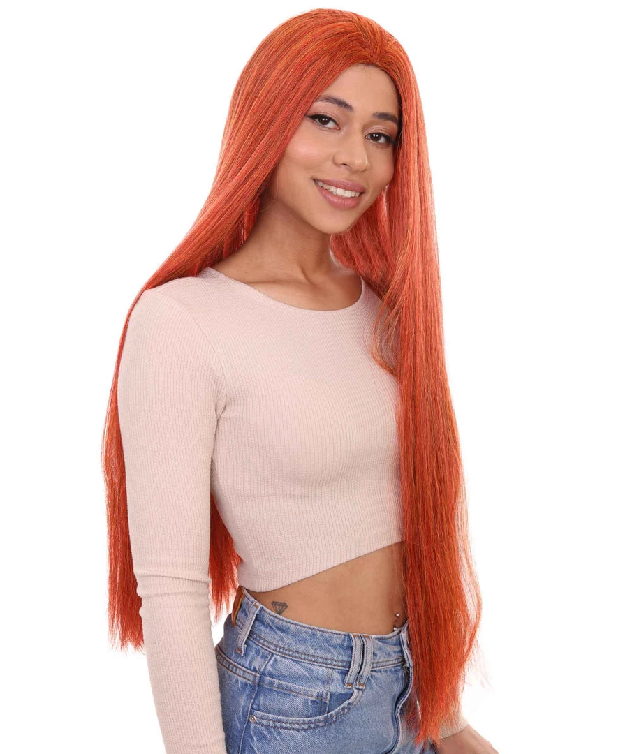 HPO Women's Inhumans Medusa Wig | Coral Orange Pumpkin Long Straight Wig | Premium Breathable Capless Cap 6 HPO Women's Inhumans Medusa Wig | Coral Orange Pumpkin Long Straight Wig | Premium Breathable Capless Cap