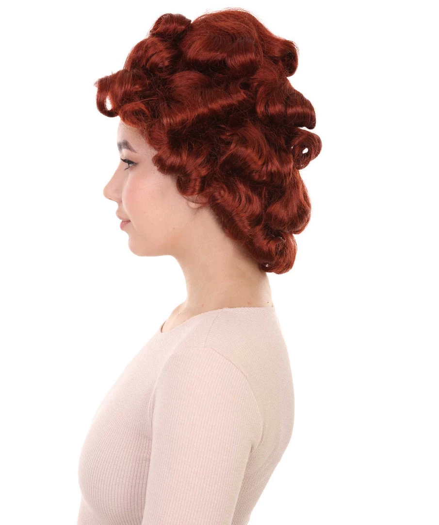 HPO Women's Colonial Historical Lady Wigs | Auburn Halloween Wigs | Premium Breathable Capless Cap 3 HPO Women's Colonial Historical Lady Wigs | Auburn Halloween Wigs | Premium Breathable Capless Cap